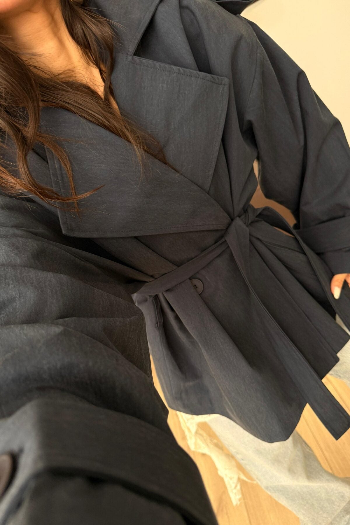 Premium Kısa Oversize Trenç