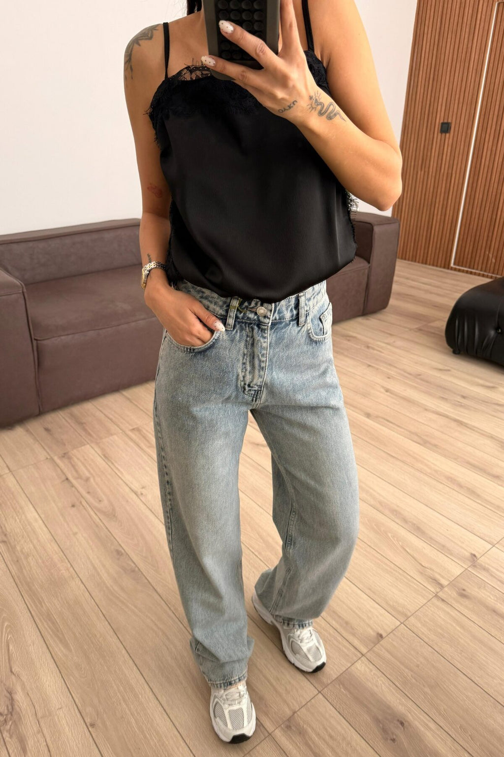 Rico Wide Leg Mavi Yıkamalı Jean