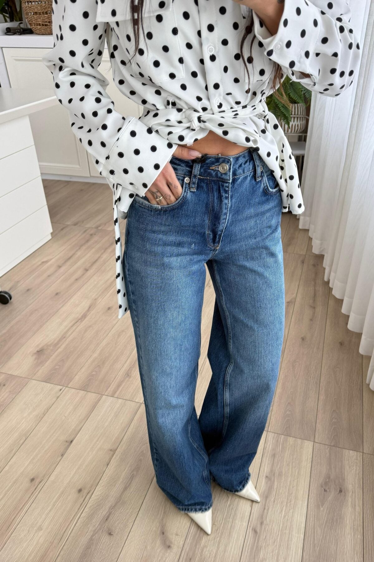 Wom Wide Leg Koyu Mavi Jean