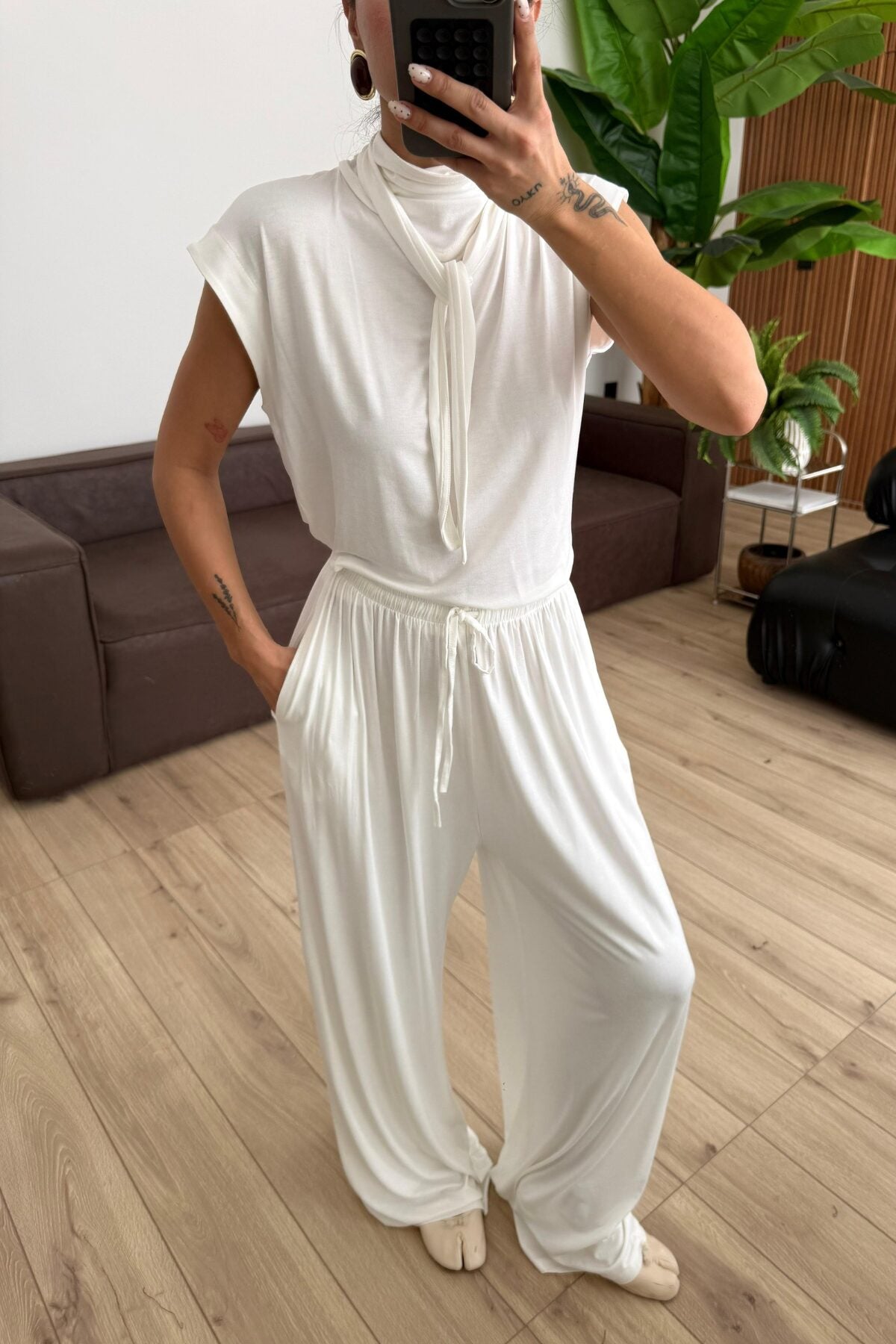 Merlin Bağlamalı Crop Pantolon Takım