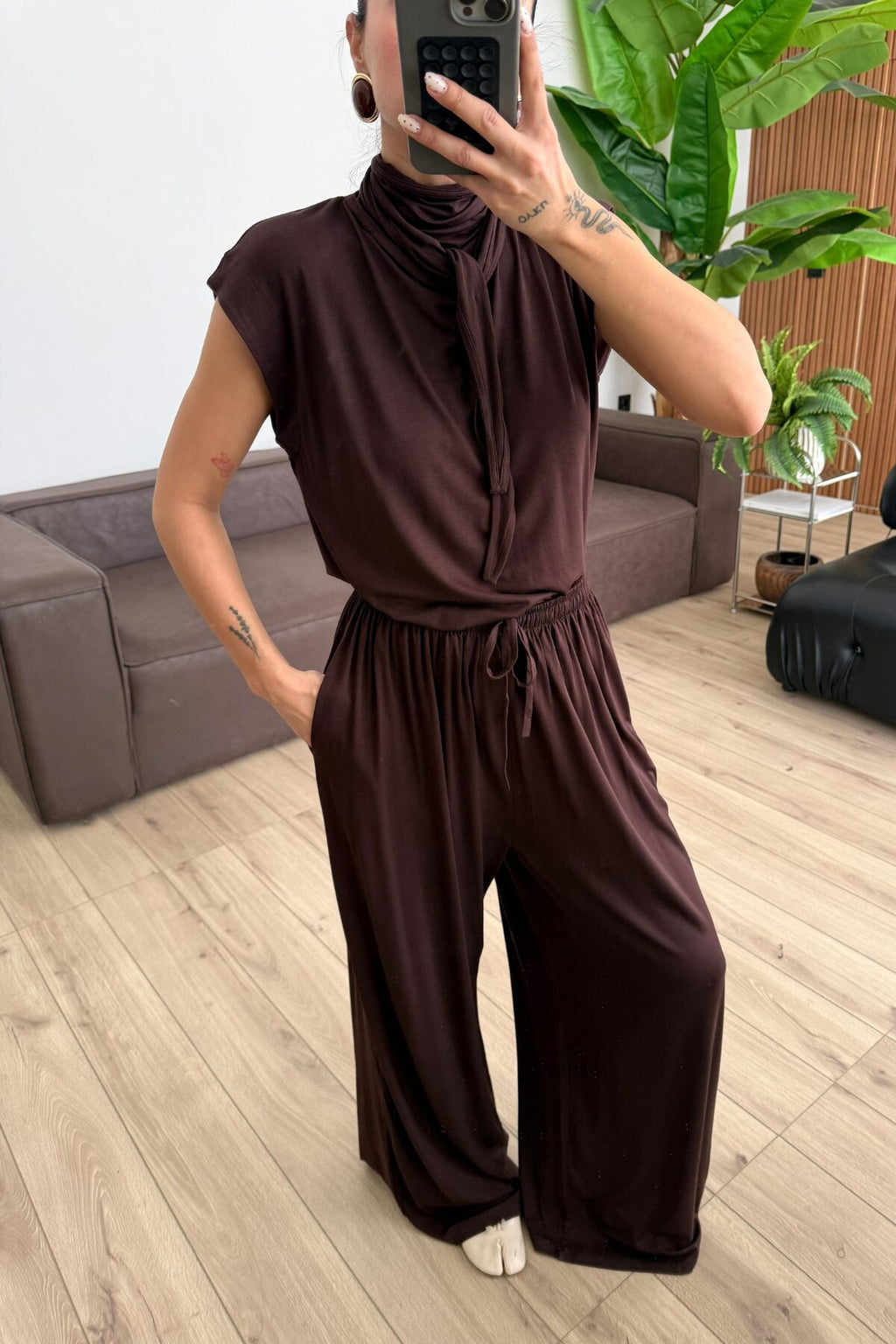 Merlin Bağlamalı Crop Pantolon Takım