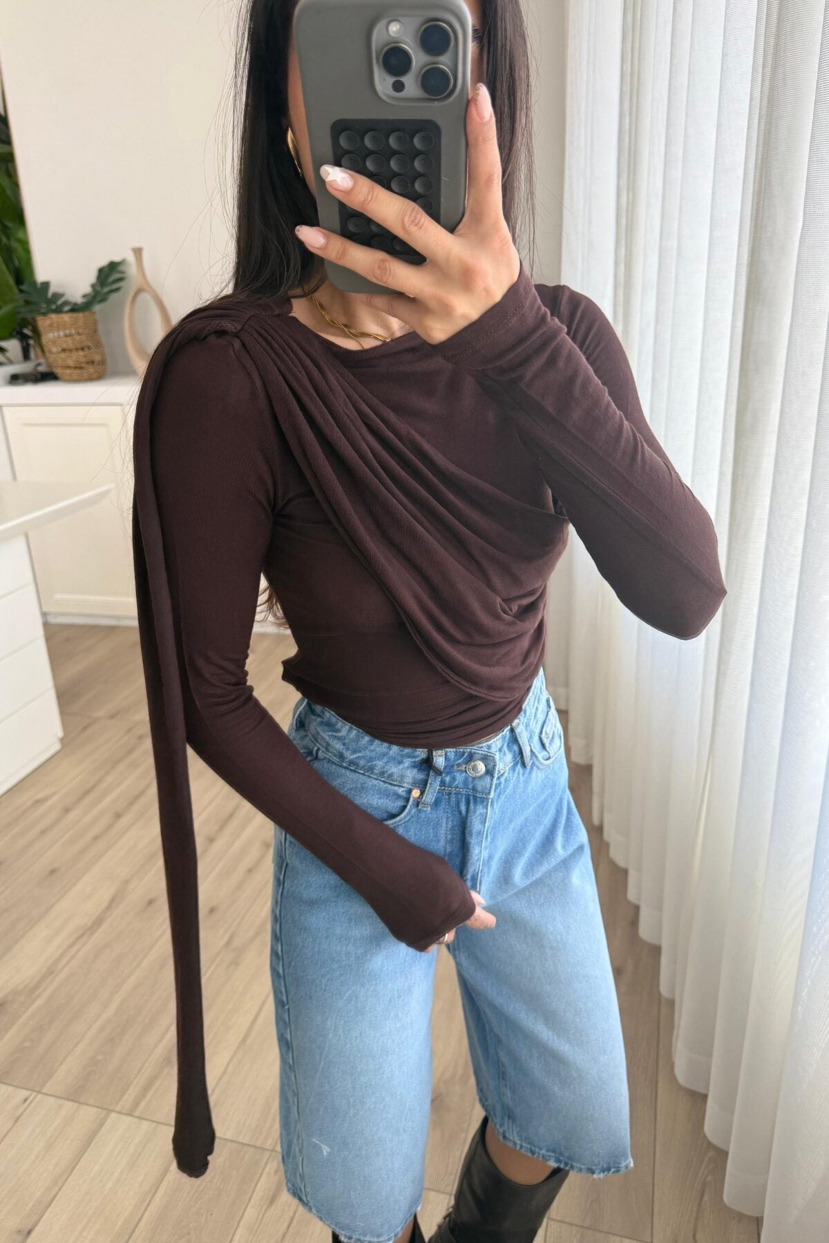 Transparan Şallı Bluz