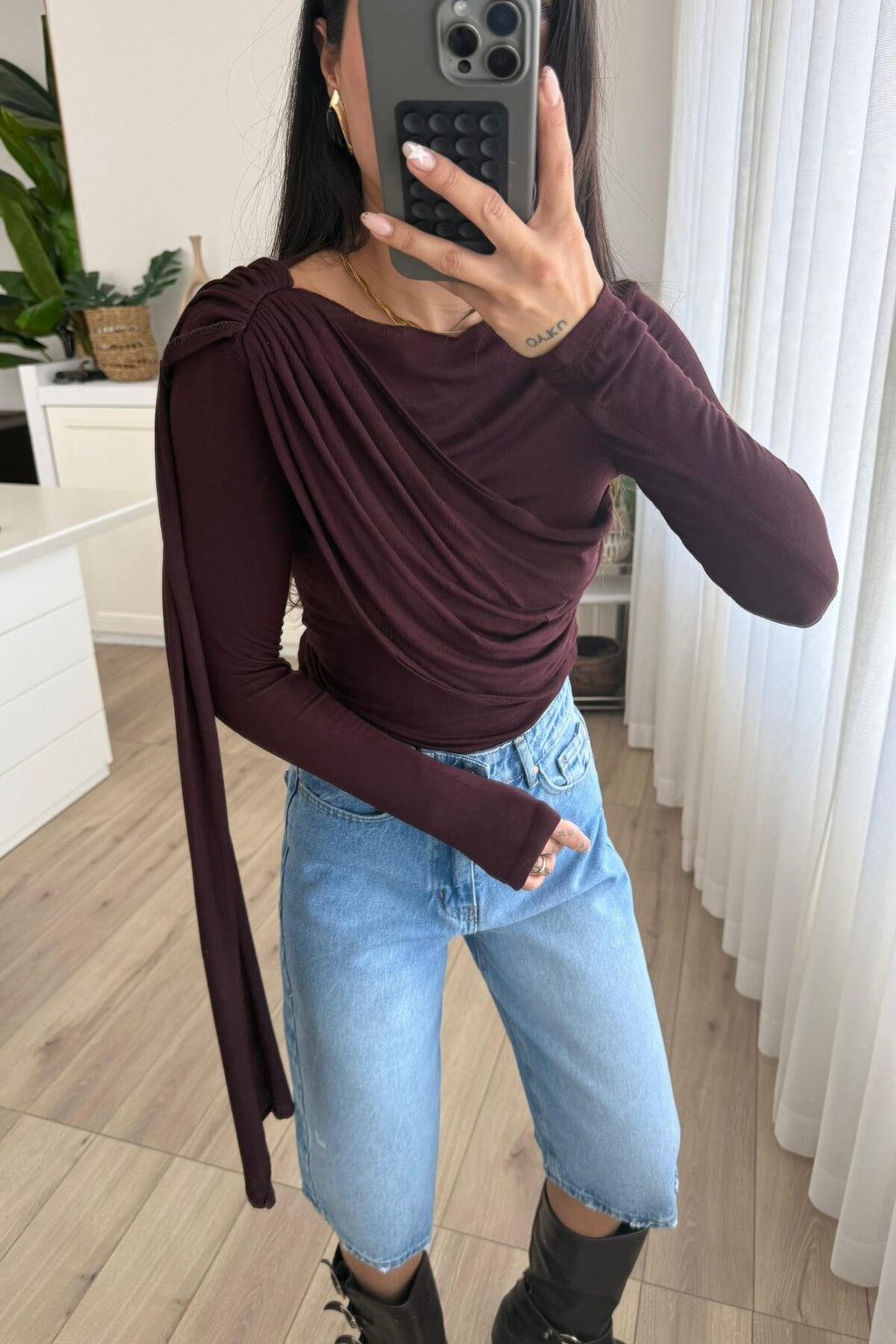 Transparan Şallı Bluz