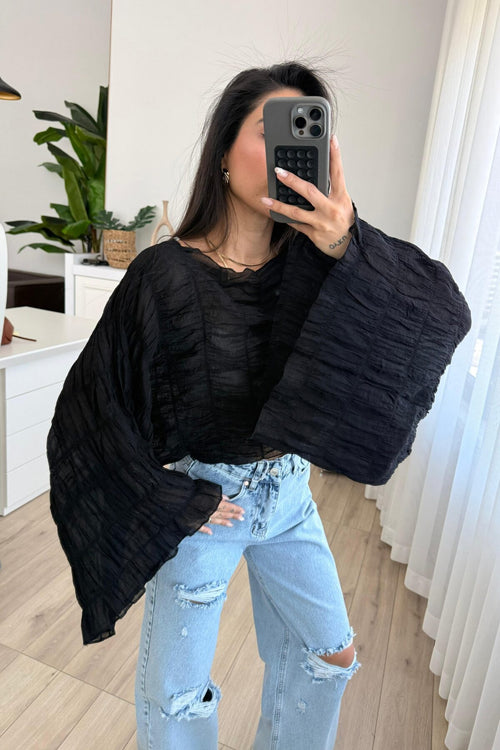 Büzgülü Transparan Bluz