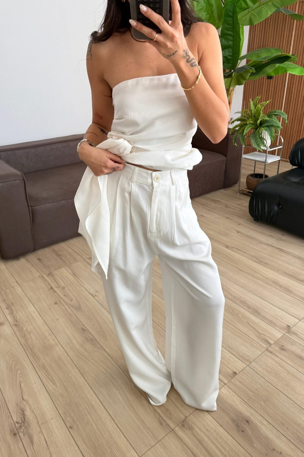 Mila Straplez Bluz Pantolon Takım
