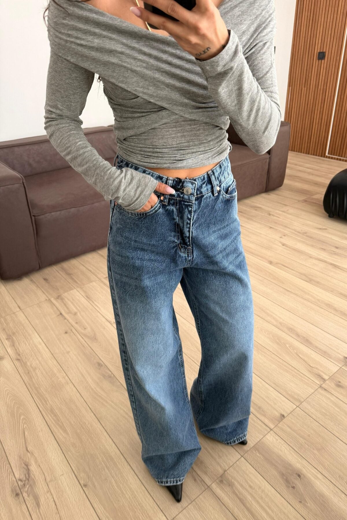 Shely Geniş Paça Mavi Jean