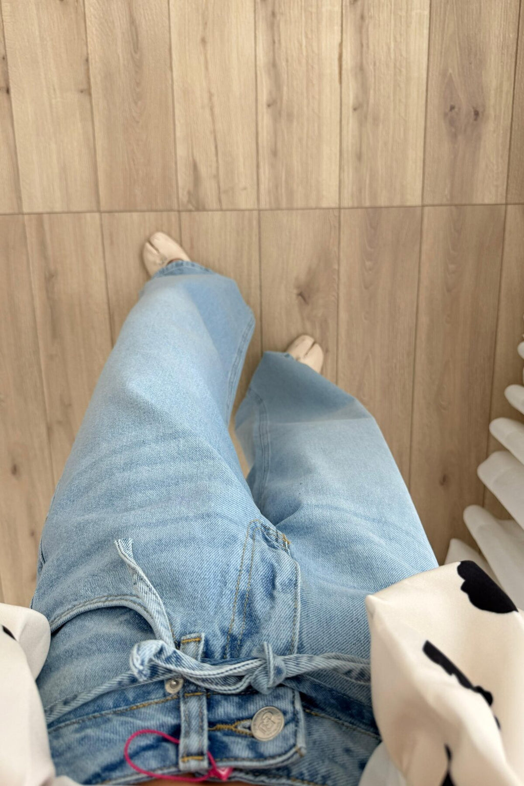 Beli İpli Geniş Paça Açık Mavi Jean