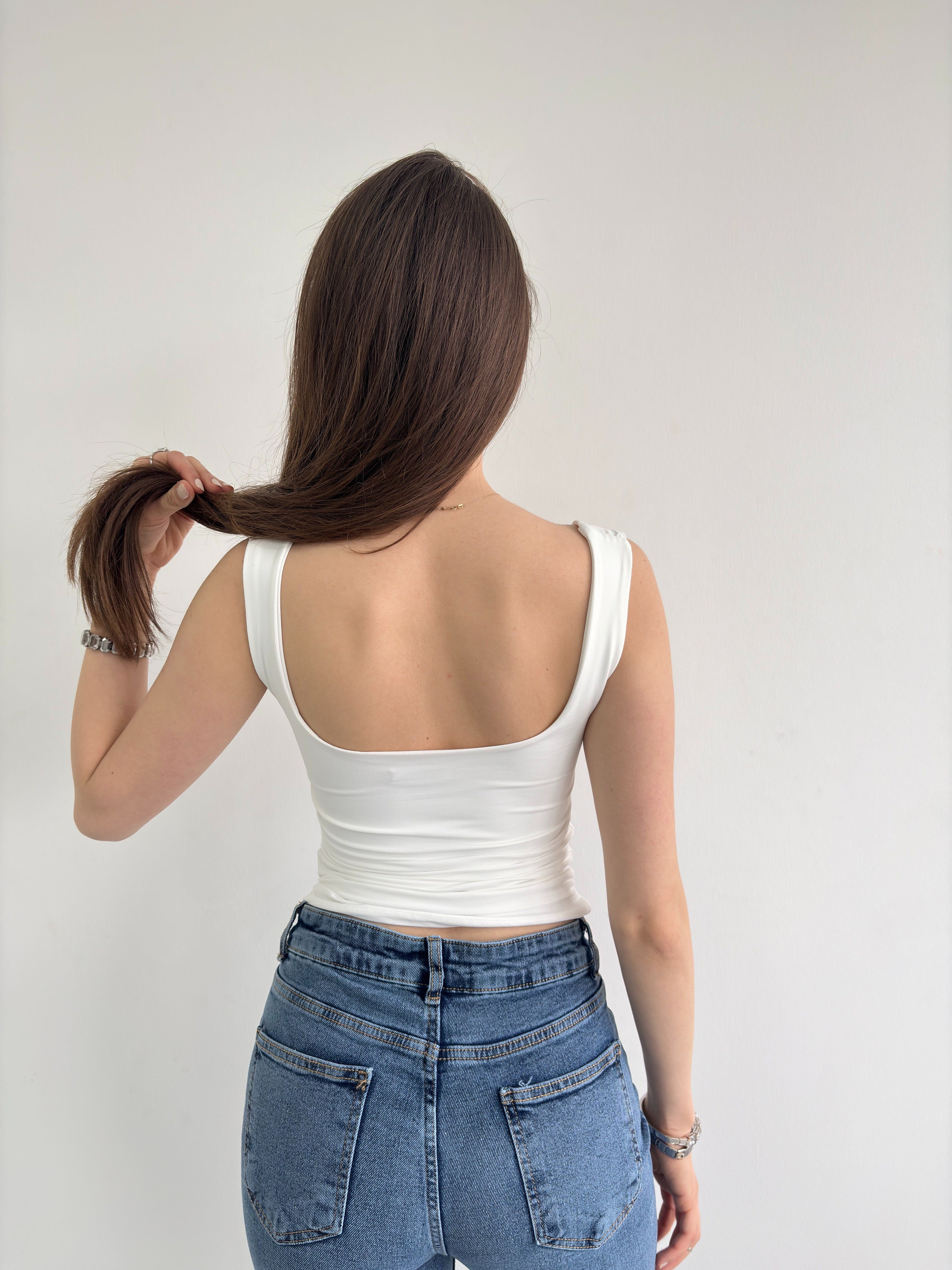 Yan Büzgü Kolsuz Crop