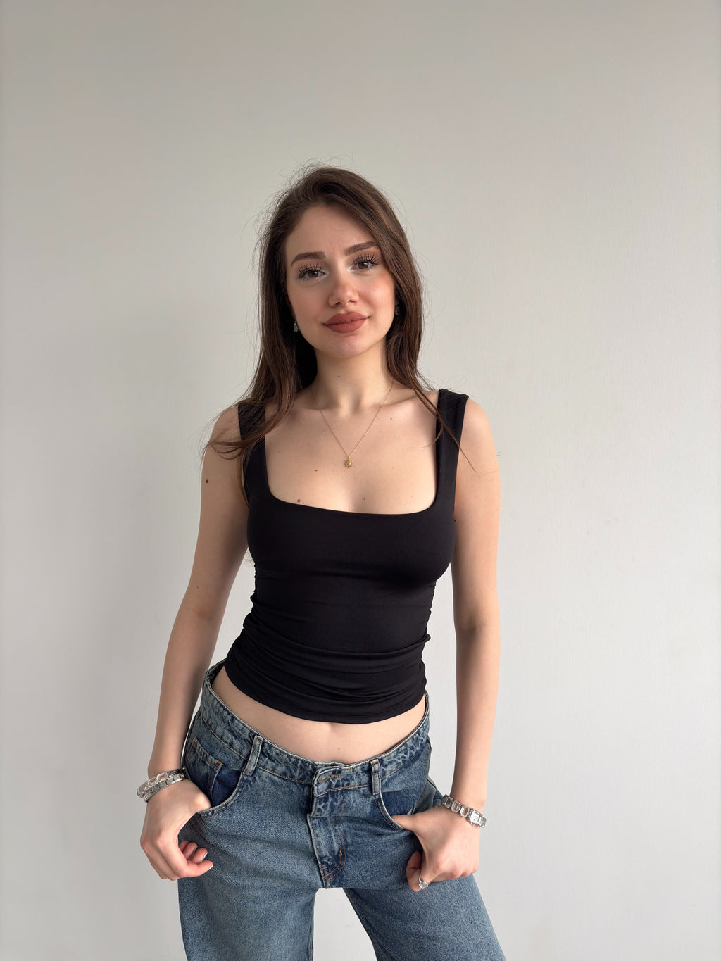 Yan Büzgü Kolsuz Crop
