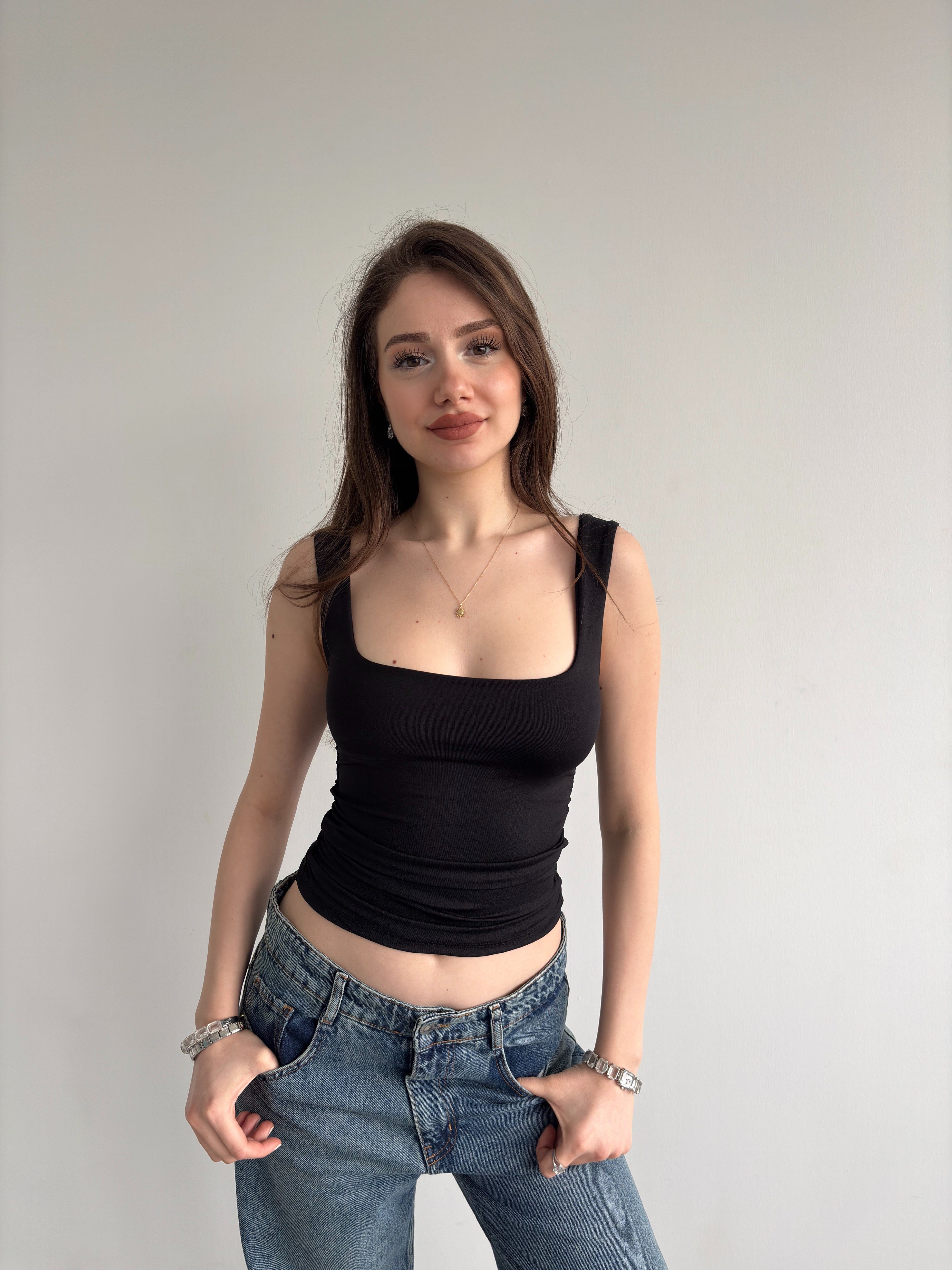 Yan Büzgü Kolsuz Crop