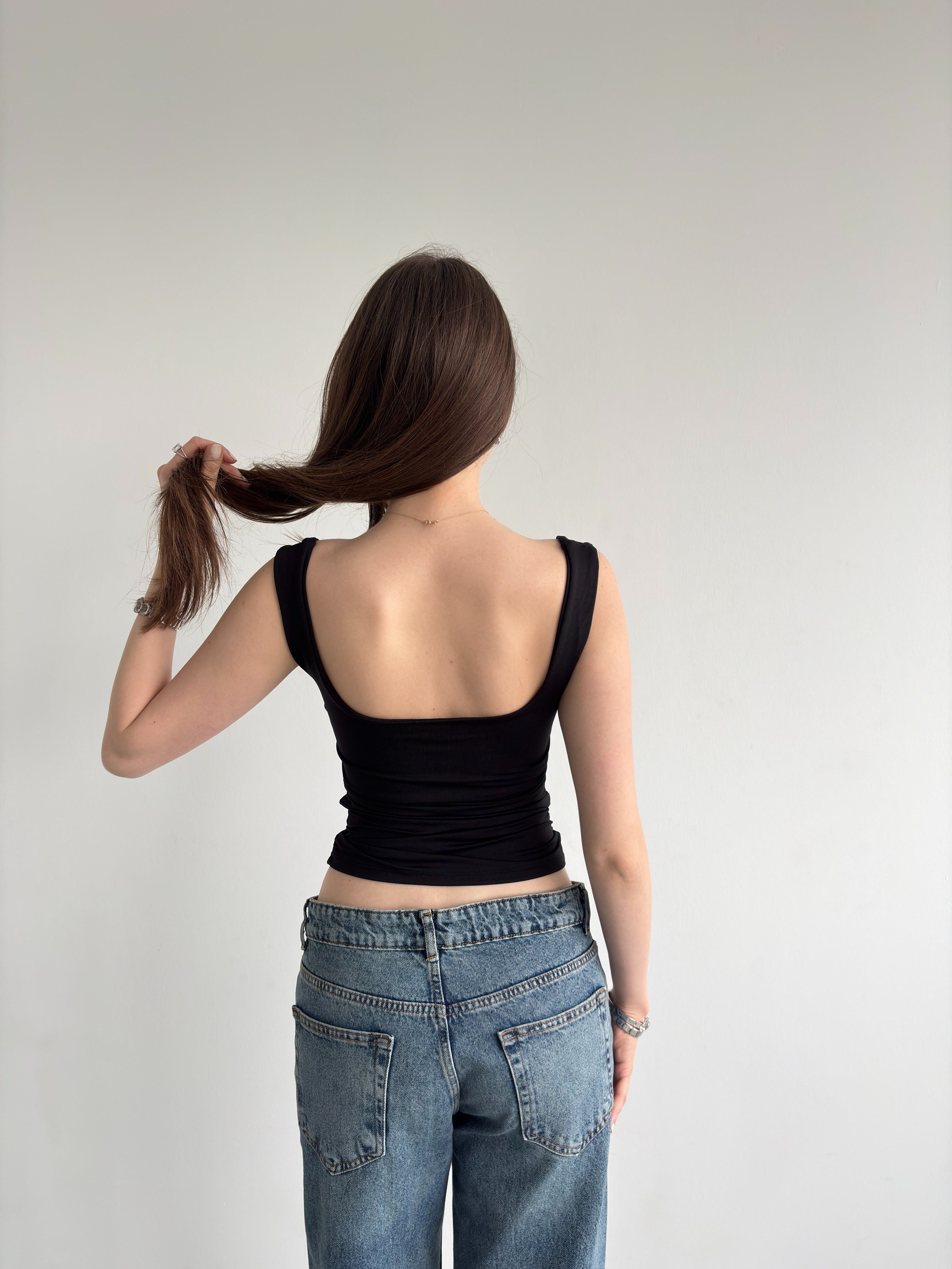 Yan Büzgü Kolsuz Crop